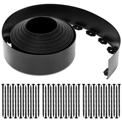 Sasylvia 6'' x 50' Landscape Edging Kit Plastic Garden Edging Border Include 45 Anchoring Spikes for Lawn Garden Grass Yard Home School, Black