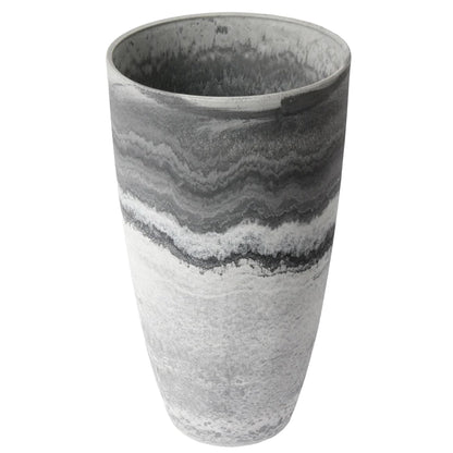 Algreen Products Acerra Composite Vase Planter with Drainage Hole, Decorative Texture, Removable Plug for Lawn and Garden, Marble