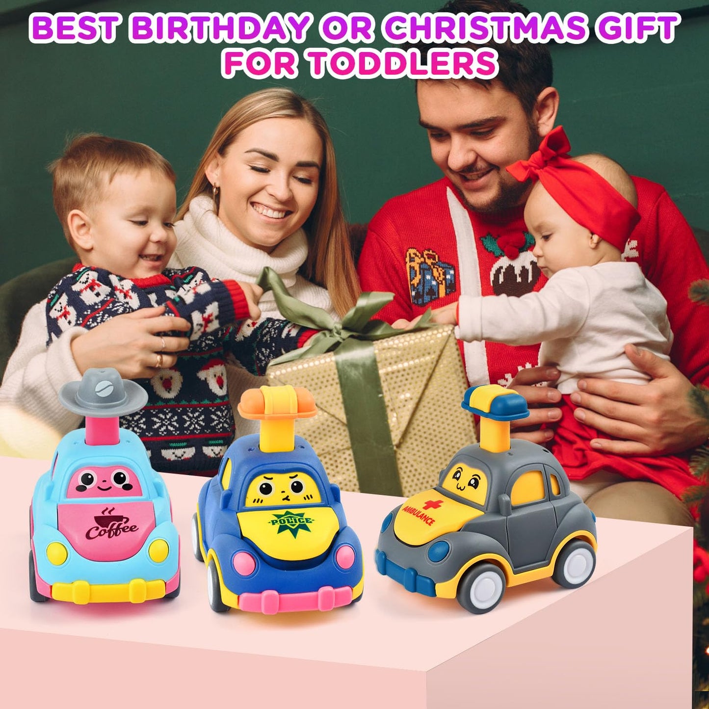 soi-meme 8 Pack Press and Go Car Toys for Toddlers1 2 3 Year Old,Infant Play Vehicle Set Toys for 1-3, Baby Car Toys for 18 Months,First Birthday Gifts for Boys