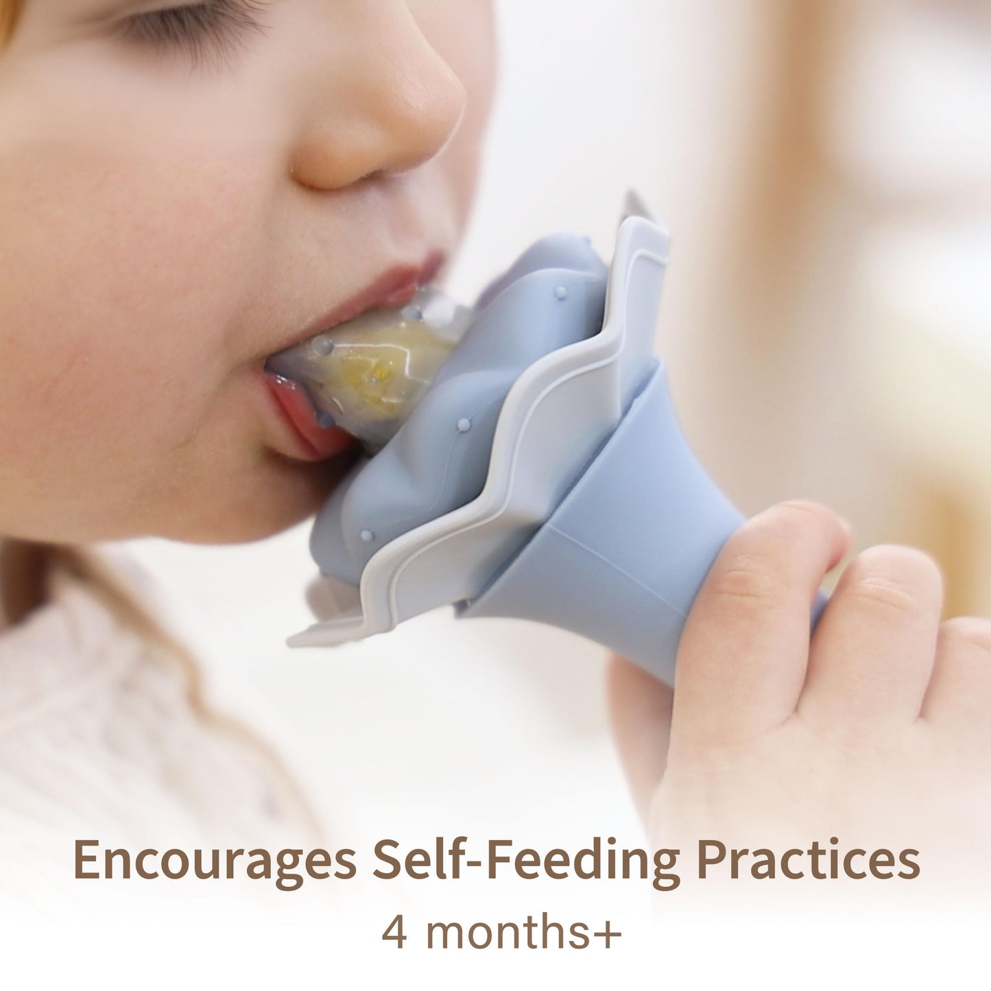 Moonkie Baby Fruit Feeder with Freezer Tray, BPA Free Silicone Food Feeder for Infant Self Feeding, Breastmilk Popsicle Molds, Mesh Feeder with Two Pouches, Baby Shower Gifts 4 Months+, 2 Pack