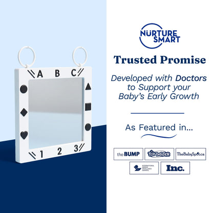 Premium Tactile Baby Mirror Toy for Tummy Time & Play, Double-Sided High-Contrast Sensory, Supports Crawling & Vision, Easy Clean, 12”x12” Large Size, Lightweight, Ideal Gift for 0–12 Months Babies