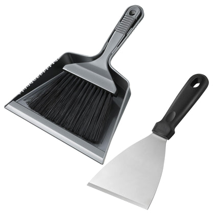 Gulfmew 3 Piece Pellet Grill Ash Cleaning Kit, Includes Large Dust Pan, Soft Bristle Brush and Metal Scraper for Easy Removal of Ash, Debris and Grime