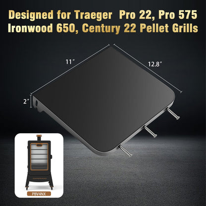 Folding Side Shelf for Pit Boss PBV4NX Vertical Pellet Smoker, for Pit Boss 4 Series Smoker Accessories, 12.8"x11" Grill Prep Table with 3 Hooks, Space-Saving Smoker Shelf