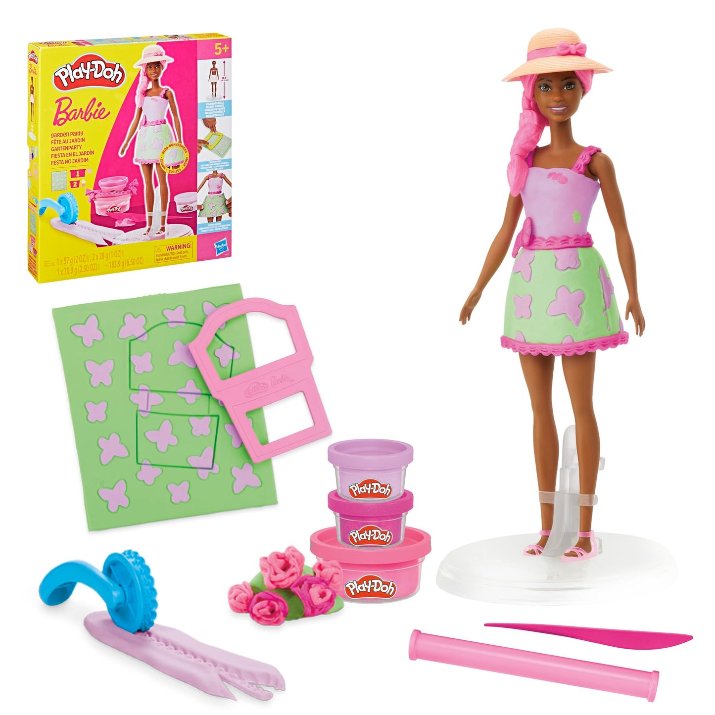 Play-Doh Barbie Garden Party Designer Doll, Make Doll Clothes with Modeling Compound & 10 Fashion Accessories, Arts & Crafts for Girls & Boys 5+ (Amazon Exclusive)