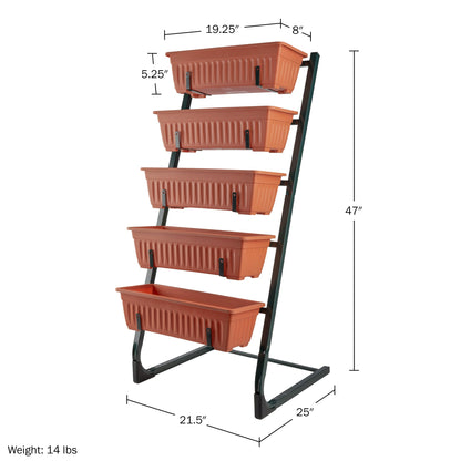 Raised Garden Beds - 5 Tier Vertical Garden Planter - Planters for Outdoor Plants - Gardening and Greenhouse Accessories by Pure Garden (Terracotta)