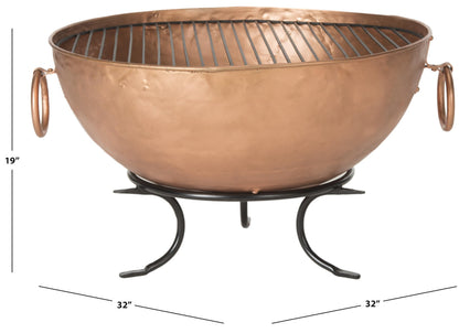 Safavieh Outdoor Collection Bangkok Fire Pit, Copper and Black