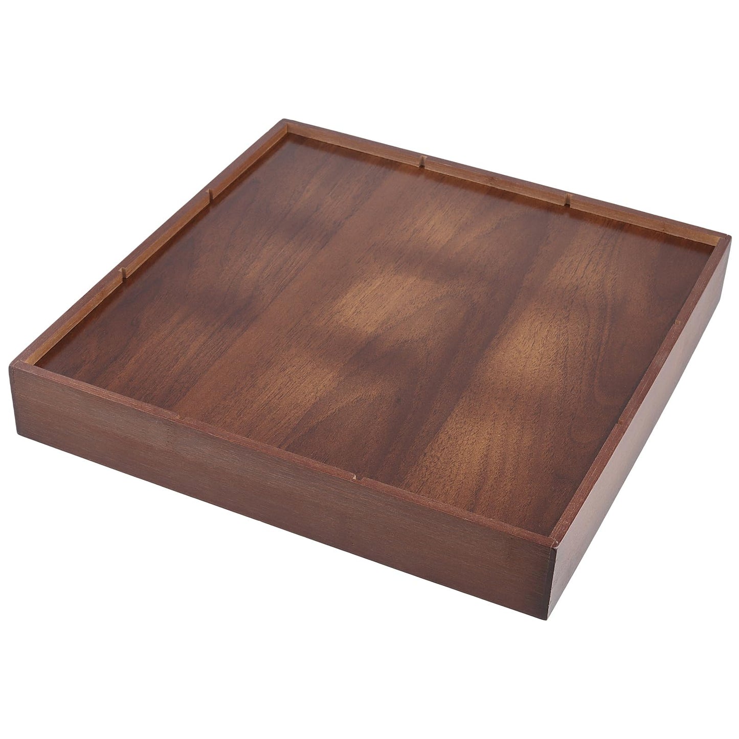 FUNSUEI 2 PCS Multi Compartment Wooden Tray, Divided Wooden Tray, Bamboo Serving Tray with 9 Sections, Wood Divided Snack Tray Storage Box for Appetizers, Jewelry, 12 x 12 x 1.85 Inch