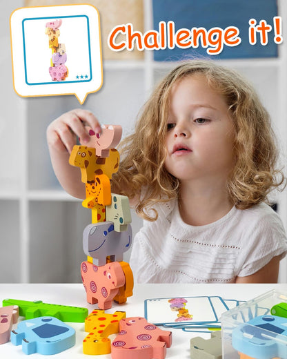 Maaacute Montessori Toys for 1 2 3 Year Old Boys Girls, Toddler Toys Age 2-4, 10 Pack Wooden Animal Blocks Sorting & Stacking Education Toddler Puzzles Toy,1 2 3 Year Old Girl Boy Birthday Gifts