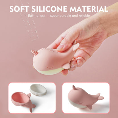 MarcZero Ocean Silicone Bath Toys 8Pcs for Toddlers Kids Babies,Bathtub Water Toys,Soft Squeezable Easy-Grip Pool Toys Set (Pink)