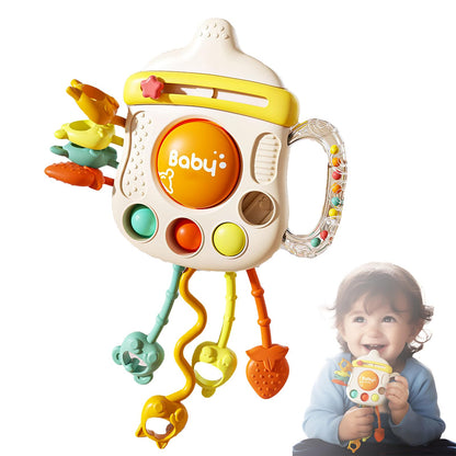 XXEDSPTY Montessori Baby Sensory Toys for 6-12 Months, Silicone Pull String Teething Toy, Infant Fidget Travel Toys, Airplane Travel Essentials, Newborn Baby Christmas & Birthday Gift for Babies
