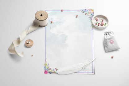 Better Office Products Stationery Paper, 100 Sheets, Floral Letter Writing Stationery, Letter Size 8.5 x 11 inch, 6 Unique Double Sided Designs, 100 Pack