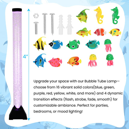 4FT Sensory LED Bubble Tube Lamp with Color-Changing Lights – Soothing Water Bubble Effects for Kids with Autism & ADHD, Stress Relief for Adults, (One Set, Not Five Sets)