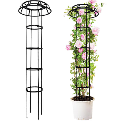 65-Inch Garden Trellis for Climbing Plants,Heavy-Duty Metal Obelisk with Mushroom Top,Stable Support for Potted Clematis,Tomato,Cucumber,Rose,Pea & Vine