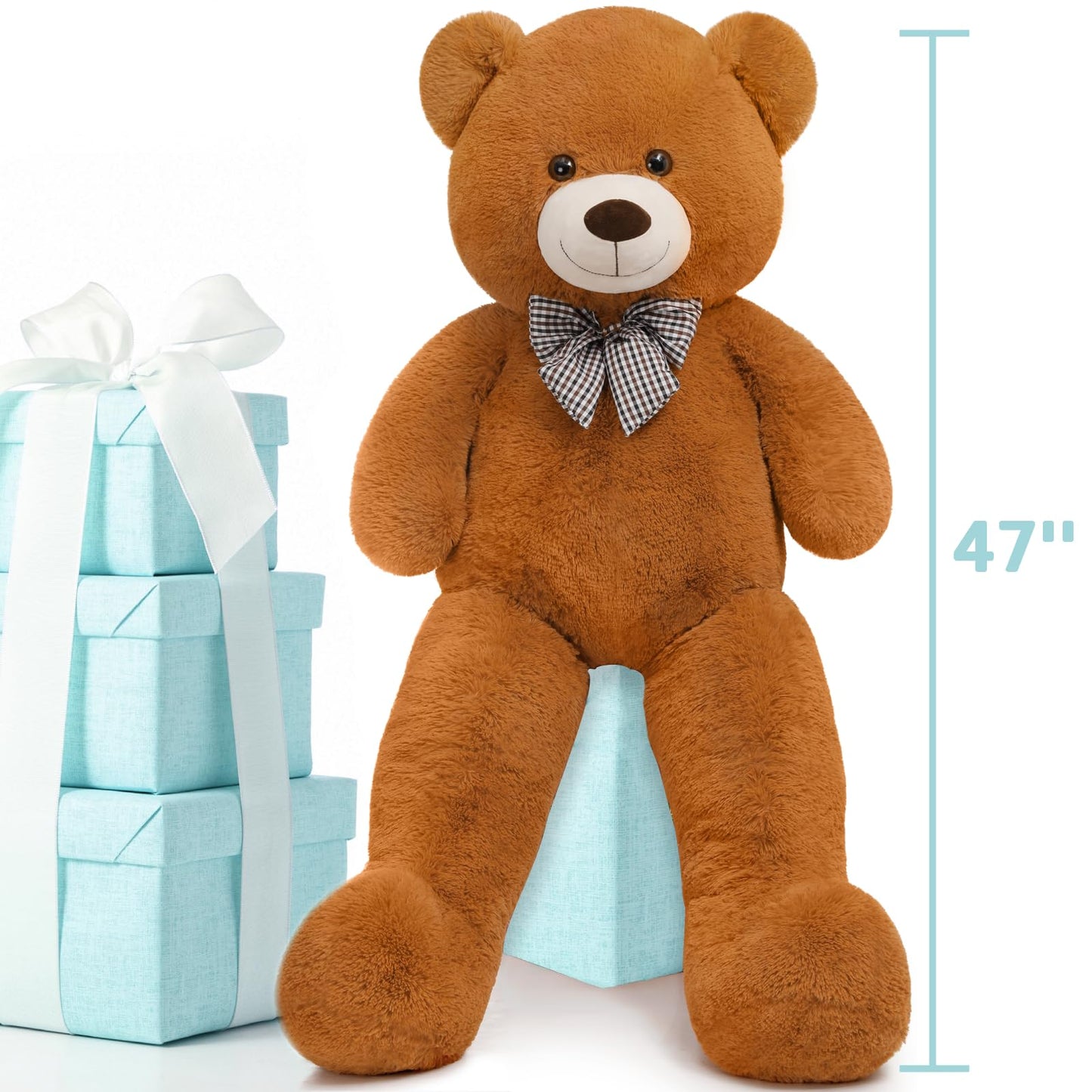Toys Studio 47 Inch Big Teddy Bear Giant Teddy Bear Stuffed Animal 4ft Dark Brown Plush Toy for Baby Shower Party Decorations Kids Christmas Valentine's Day Gifts