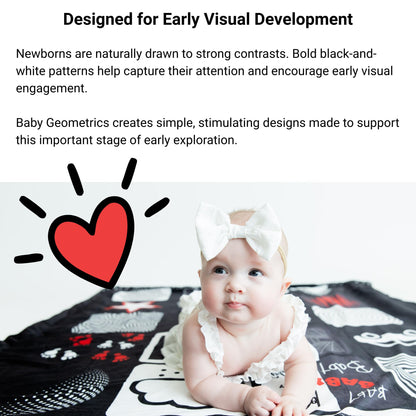 High Contrast Baby Security Blanket-Soft Sensory Lovey for Babies-Red, Black and White Blankie Comfort Toy (Spot the Pup)
