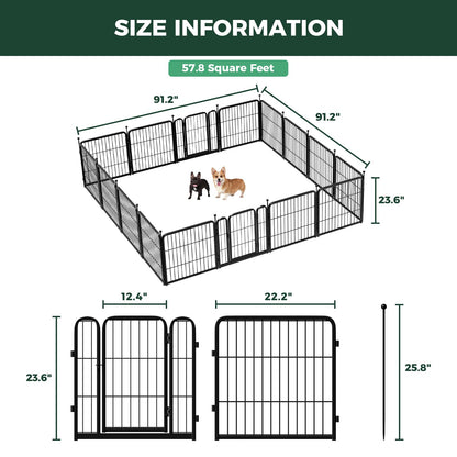 FXW Rollick Unleashed Dog Playpen for Indoor, Yard, RV Camping, 24 inch 16 Panels for Small and Puppy Dogs, Black│Patented