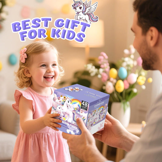 Jumbo Floor Puzzle for Kids,48 Piece Unicorn Large Jigsaw Puzzles,Cute Puzzle for Toddler Ages 3-5,Fun Educational Toy Easter Gift for Boys & Girls Ages 4-8