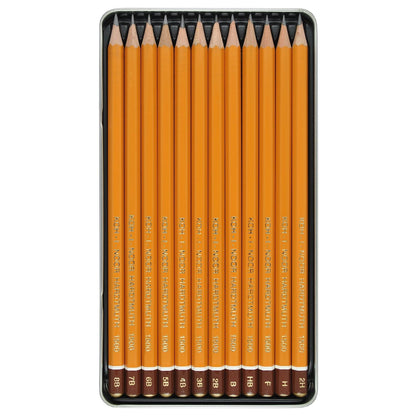 Koh-I-Noor Toison d'Or Graphite Pencil Artist Set, 8B-2H Degrees, 12 Pencils Per Tin, 1 Each (FA1502/11.12)