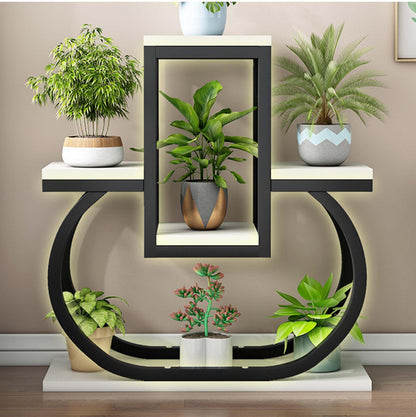 HUHJYUGE 4 Tier Plant Stand For Outdoor Indoor, Waterproof Metal Tall Plant Stand, Multiple Stand Holder Shelf Rack, Outdoor Planter Display Shelves, for Living Room Balcony Garden