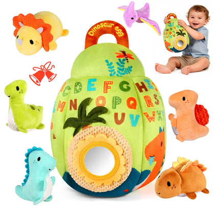 FREYBLI Baby Toys 6-12 Months - Soft Dinosaur Egg Toy with Rattle, Crinkle Paper, Squeaker, Mirror - 6 Month Old Baby Toys Boy Girl Gifts, Baby Sensory Montessori Toys for 6 Month Old Infant Toys