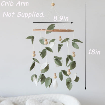 Goukurlsma Green Leaf Crib Mobile Forest Baby Mobile for Crib Green Leaf Baby Crib Mobile with Wooden Bead Woodland Baby Mobile for Bassinet Toys Hanging