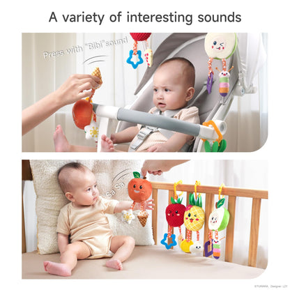 OR OR TU Baby Toys for 3 6 9 12 Months, Hanging Toys Fruit Rattles Infant Newborn Stroller Mobile Toys Car Seat Crib Plush Wind Chime for Boys Girls