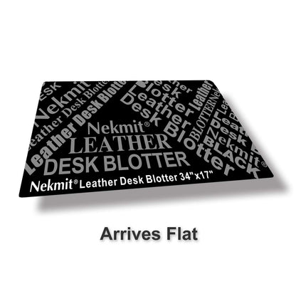 Nekmit Leather Desk Blotter Pad 34 x 17 Inches, Flat, Non-Slip, Waterproof, Black