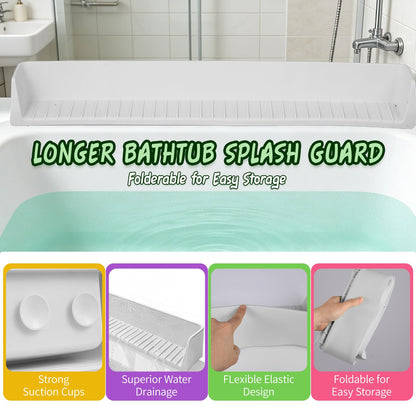 Splash Guard for Bathtub Kids - Silicone Bathtub Splash Guard with 11 Suction Cups, Bath Tub Play Shelf for Kids & Toy Holder, Prevent Water Spill in Bathroom, Fun Bath Time for Toddlers Baby(grey)