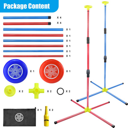 Eastgoing Outdoor Flying Disc Game Set, Bottle Game with Height Adjustment Button und Score Tracker, Outdoor Polish Horseshoes Game Set for Lawn, Backyard, Park, Camping，Beach Game