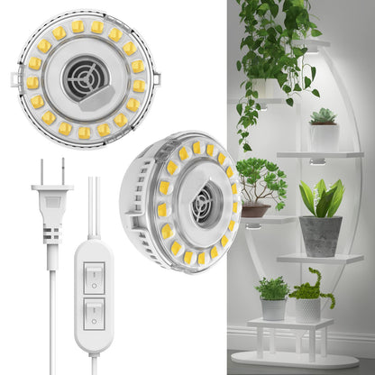 SANSI Grow Lights LED Pot Clip Plant Light, 4000K Full Spectrum 4-Level Dimmable, Auto On Off+Puck Grow Light, 10W (150 Watt Equiv) Full Spectrum 2-Head Lamp for Plants with Ceramic Tech
