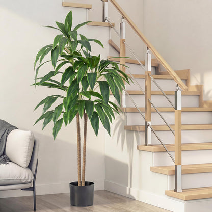 DUMOS 51in Artificial Dracaena Tree, Tall Fake Faux Plants Indoor with Lifelike Leaves Black Planter Pot, Artificial Silk Tree Maintenance Free for Home Office, House, Living Room, Porch Decor