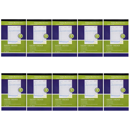 10 Pack Large Sales Order Book Receipt Invoice Duplicate Carbonless 50 Sets 5.5" X 8"5