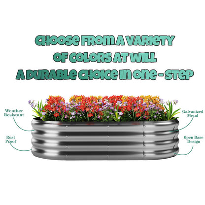 Galvanized Metal Planter Raised Garden Bed Kit for Gardening Outdoor，4x2x1ft 2 Planter Grow Garden Box Raised Flower Bed，Long Vegetable Clearance Herb Raised Garden Beds for Container Gardening