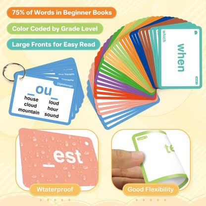 Springflower 1012 Sight Words Flash Card,900 Dolch & Fry High Frequency Sight Word,112 Phonic Flash Cards for Kindergarten Homeschool Supplies Games for Kids Pre-K, Kindergarten, 1st, 2nd, 3rd Grade