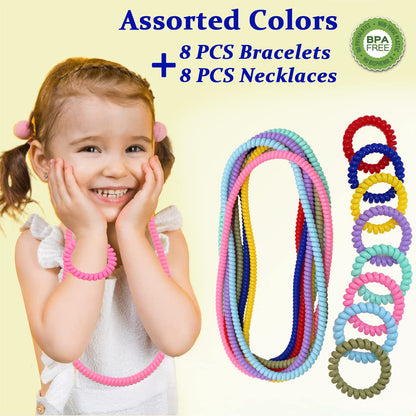 Olugu Sensory Chew Necklaces Bracelets for Boys and Girls, 16 Pack Stretchy Fidget Toys for Kids with Autism ADHD SPD, Oral Motor Aids Bracelet necklace set Jewelry Reduce Biting Stress and Anxiety