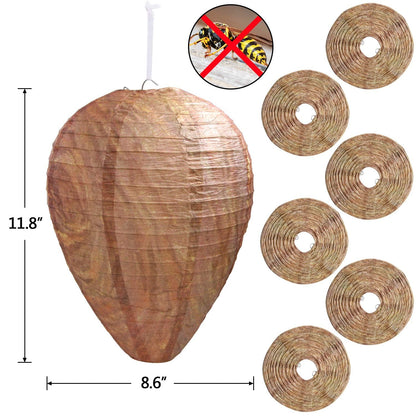 DECYOOL 6 Pack Paper Wasp Nest Decoy Hanging Wasp Deterrent for Hornets Yellow Jackets