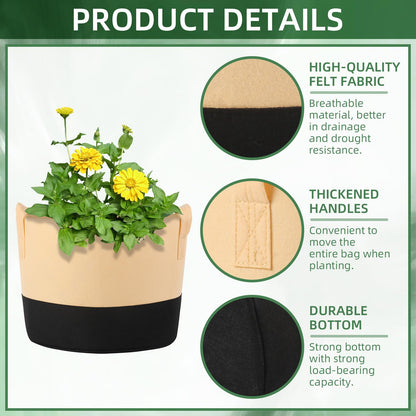 Ohiyoo 12 Pack 15 Gallon Grow Bags Colorful Fabric Plant Pots with Handles 15 Gal Garden Grow Bags Fabric Grow Pots Plant Growing Bags Vegetable Planting Bags for Garden and Outdoor (15 Gallon)