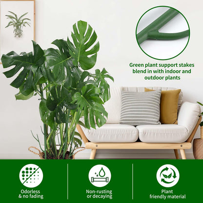 Yhtpouqe 12 Pack Plant Support Stakes, Plant Stakes for Indoor and Outdoor Plants. 39.37inch Plant Sticks with Extension Poles, Plant Clips, Plant Ties for Potted Monstera Plants, Climbing Plants