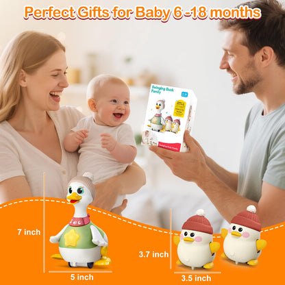Sinpedex Musical Crawling Duck Baby Toys for 6-12 Months : Interactive Sensory Toy with Waddling & Calming Light for Tummy Time, Bedtime & Motor Skills | BPA-Free Infant Gift for 1 Year Old Boy Girl