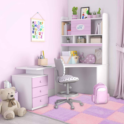Flutesan 15 Pcs Winter Plush Puzzle Foam Floor Mat Interlocking Carpet Tiles Anti Slip Soft Warm Squares EVA Foam Crawling Rug for Play Floor Playroom Bedroom Nursery(Pink, Purple)