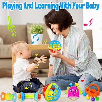 Baby Rattles 0-6 Months: Baby Toys 6-12 Months Infant Toys 0-3 Months Newborn Toys Teething Toys 3-6 Months - Baby Teether Wrist Socks Gifts for Boy Girl