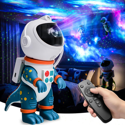 LUCYLANKER Dinosaur Astronaut Galaxy Star Projector Night Light, 8 in 1 LED Space Planetarium Lamp, 360° Rotating with Remote & Timer, Kids Adults Bedroom Decor, Christmas Birthday Gifts (Blue)