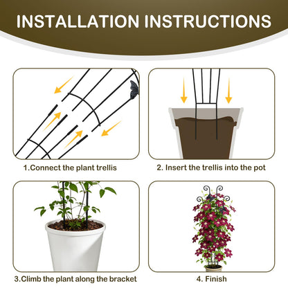 Trellis for Climbing Plants Indoor 4 Pack 30 Inch,Rustproof Metal Garden Trellis for Potted Plants,Sturdy Houseplant Support Indoor Outdoor for Ivy Pothos Monstera Hoya Flower Vine ﻿ ﻿ ﻿ ﻿