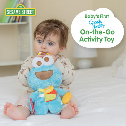 Kids Preferred Sesame Street Cookie Monster Activity Toy with Teething Rings, Crinkle Sounds, and On The Go Clip for Babies and Infants