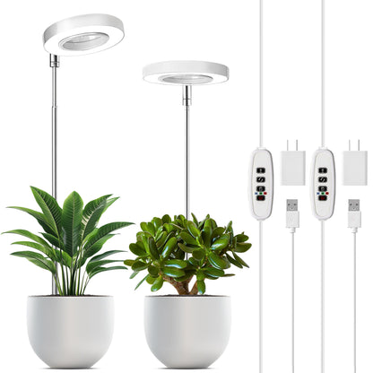 Plants Grow Lights, Full Spectrum LED Plant Lights for Indoor, Height Adjustable Growing Lamps, 3 Optional Spectrums, Auto Timer 3/9/12Hrs, 5 Dimmable Brightness, 2 Pack