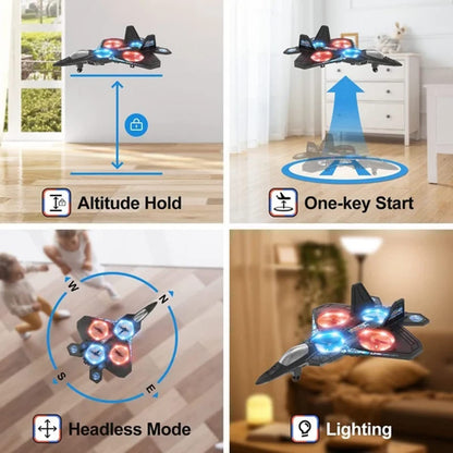 Remote Control Airplane RC Planes, RC Fighter Jet Toy for Kids Adults 8-16, Remote Control Planes with LED Light, 2 Batteries, 360° Stunt Spin, Durable Foam, Gifts for Boys (Blue + 2 Batteries)
