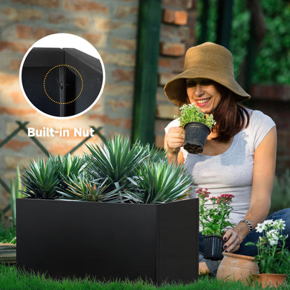GZLVSOW Rectangular Steel Planter 36" L x 12" W x 16" H Metal Rectangle Outdoor Planter Metal Heavy Planters Box Indoor & Outdoor,Commercial & Residential (36 x 12 x 16,Black)