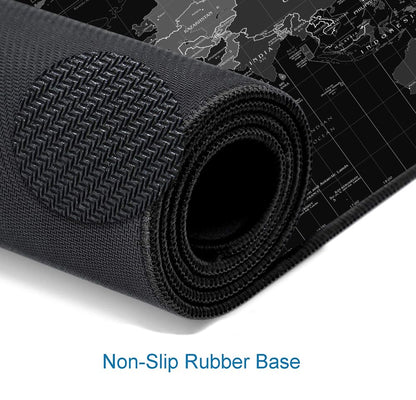 SANWUMIAN Large Gaming Mouse Pad with Stitched Edges, Desk Mat Extended Keyboard Pad, Non-Slip Rubber Base Desk Pad for Laptop, Office, Home, 31.5X11.8 inch Black World Map