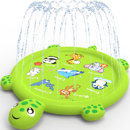 tmstorys Splash Pad for Toddlers 1-3, 67" Turtle Sprinkler & Splash Play Mat, Inflatable Baby Kid Pool, Summer Outdoor Water Toys for Toddlers, Boys, Girls Backyard Garden Lawn Games