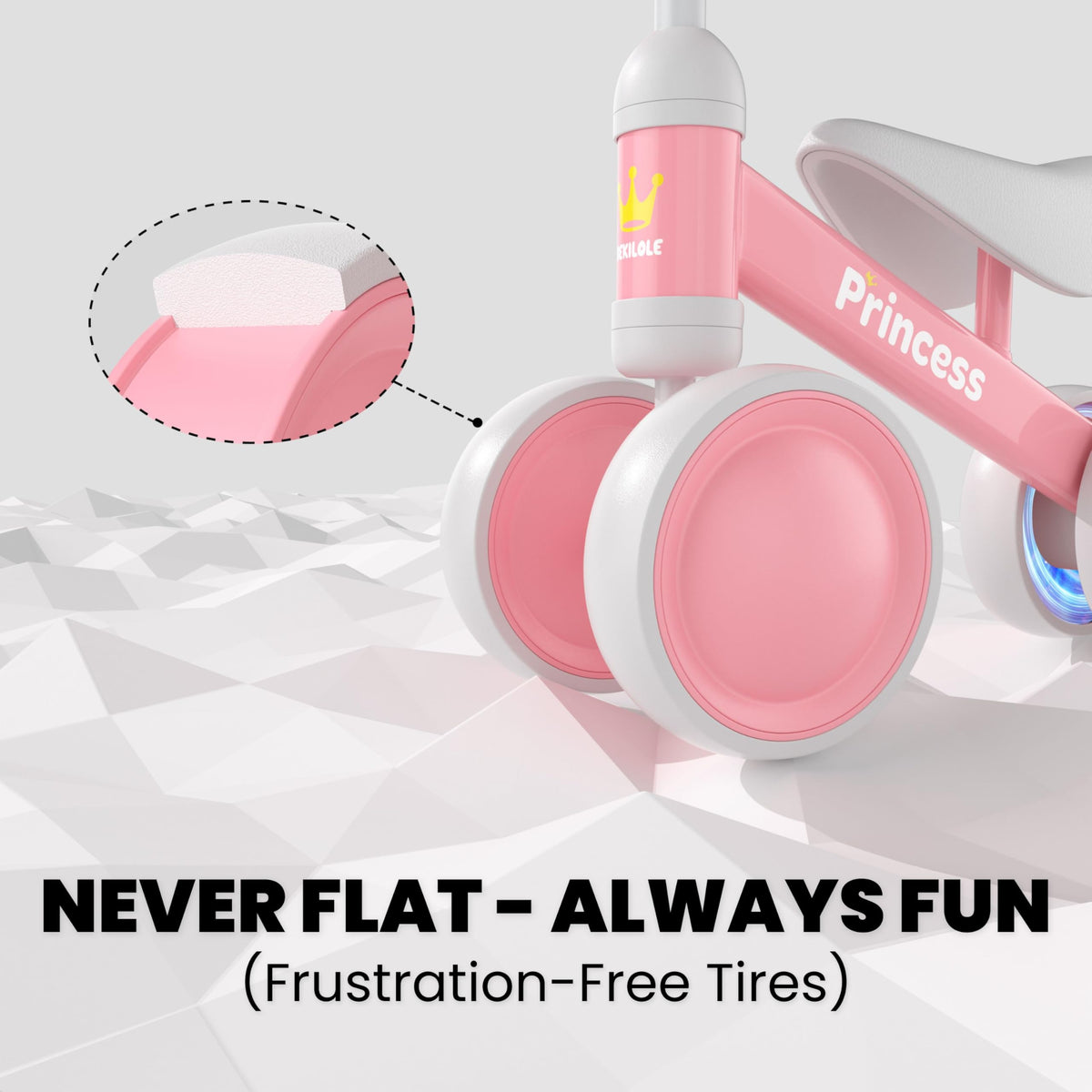 BEKILOLE 1 Year Old Girl Gifts Baby Balance Bike 1st Birthday Girl Gift with LED Light Up Wheels for 12-24 Months Toddlers - ASTM Certified 2-Minute Assembly Pink First Ride On Training Toy
